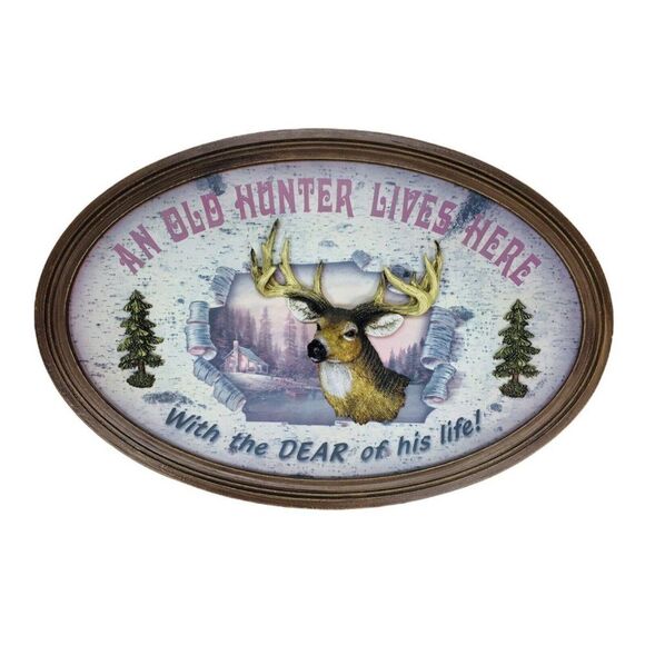 Vintage Wood Hunting Cabin Outdoor Faux Taxidermy 3D Hanging Wall Plaque 23